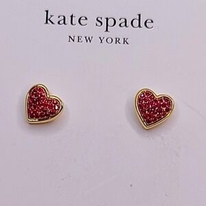 Kate Spade New York Red Heart Cubic Zirconia Stud Earrings Gold Tone